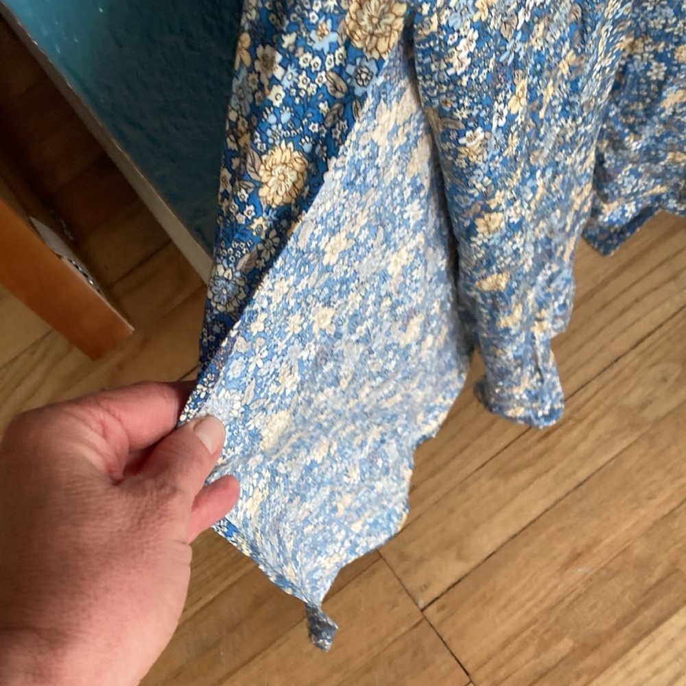 Natural Life Floral Blue Maxi, Wrap Dress small - Picture 5 of 9